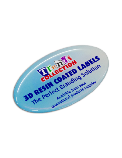 The Trends Collection Resin Coated Labels 74 x 43 Oval are resin coated adhesive labels suitable for permanent branding.  In 4 colours.  Branded Labels.