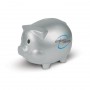 The Trends Collection Piggy Bank is a traditional piggy bank with removable plug.  Available in Silver.  Can be branded. Great fundraiser or bank promotional product.