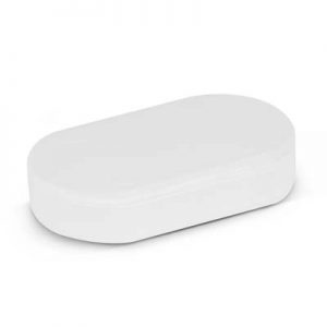 The Trends Pill Box is a 3 compartment pill box.  Available in Frosted Clear.  Branding available.  Great medical or health related promotional product.