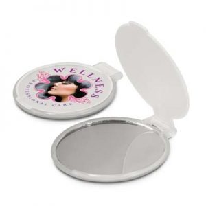 100698 TRENDS Compact Mirror The Trends Compact Mirror is a low cost compact mirror. Available in Frosted Clear. Can be branded full colour. Great promotional product.