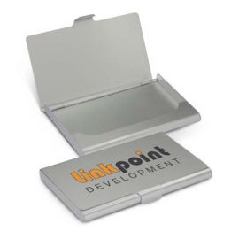 The Trends Collection Aluminium Business Card Case is a smart metal business card case which laser engraves to oxidised White colour.  Great promotional product.