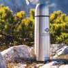 The Trends 750ml vacuum flask is a good stainless steel vacuum flask with a screw on cup and convenient push button.  Laser engraves.  Silver with Black trim.