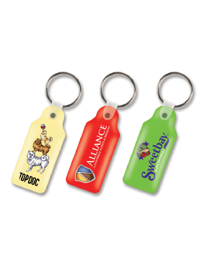 The Trends Rectangle Flexi Resin Key Ring is a flexible key ring with durable resin coated finish.  Great branded promotional product.