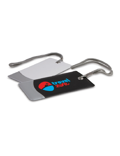 The Trends Trekka Luggage Tag is a sturdy luggage tag with address panel. White or Black. Great branded travel promotional product