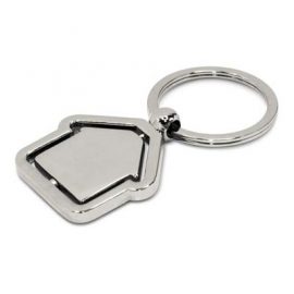 The Trends Spinning House Key Ring is a metal house shaped key ring.  Great branded promotional product for a variety of uses.  Laser Engraved.