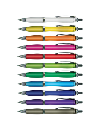 The Trends Vistro Translucent Pen is a retractable plastic & metal ball pen with translucent barrel. 11 colours. Great promo pen product.