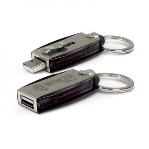 The Trends Key Ring Flash Drive is a retractable flash drive in a robust metal & plastic key ring. Great branded promotional key ring product.