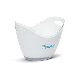 The Trends Collection Ice Bucket is a robust design inspired ice bucket.  White.  Great branded promotional drink ware product or part of a gift package.