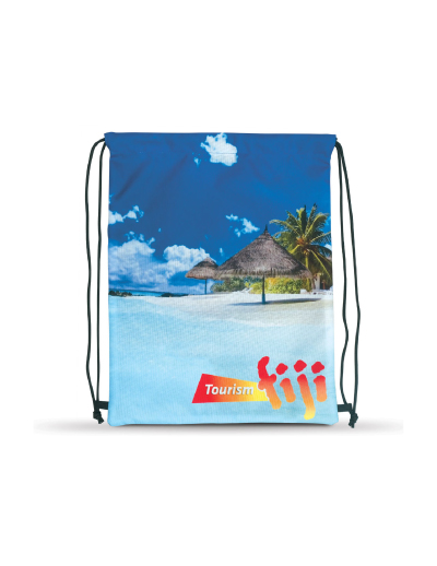 The Trends Collection Drawstring Back Pack is a robust low cost drawstring back pack. Full colour printing on front. Comes in Black. Sublimation printing.