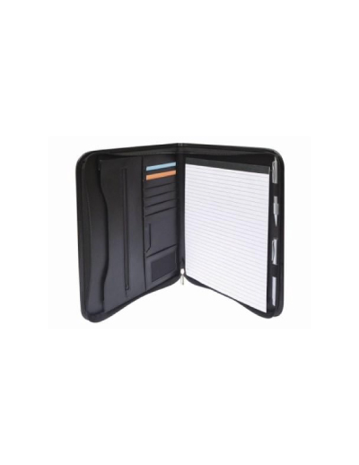 The Legend Life Windsor A4 Zip Compendium has a business card sleeve, A4 writing pad and note holder.  Black.  Great branded compendiums & business portfolios.