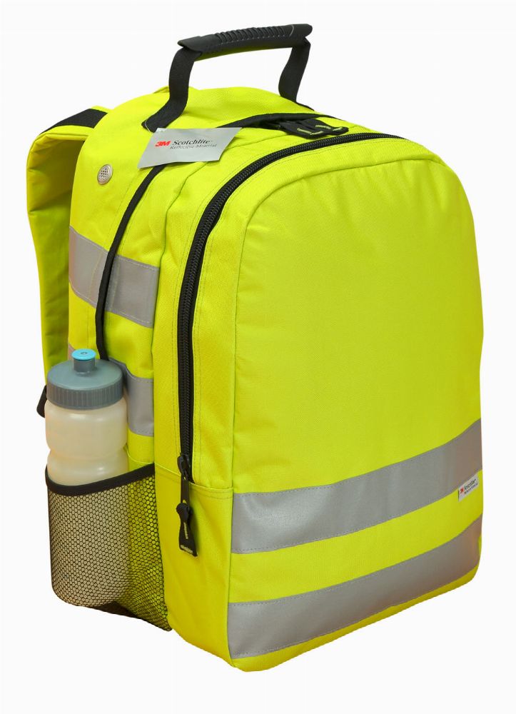 The Legend Life Hi Viz Backpack has 3m Scotchlite Reflective Material on front, sides and straps.  Available in Hi Viz Yellow.  Great branded hi viz backpacks & bags.