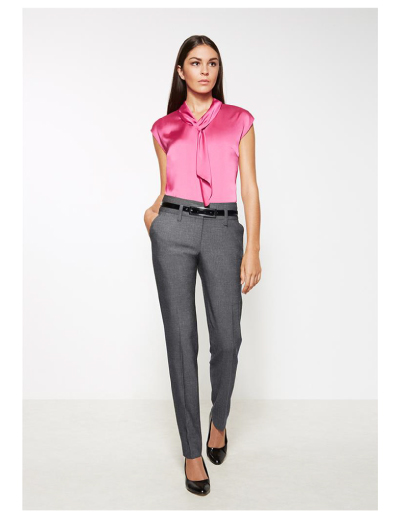 The Biz Collection Womens Contour Band Pant is a 63% Polyester, 33% Viscose, 4% Elastane.  Available in Grey. Sizes 4-26.