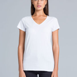 The AS Colour Bevel V-Neck Tee is a 150gsm, 100% cotton v-neck womens tee.  In White, Grey Marle & Black.  Sizes XS - XL.  Great printed womens v-neck tees.