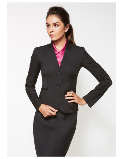 The Biz Corporates Womens Short Jacket with Reverse Lapel is a cool stretch jacket made of 92% Polyester 8% Bamboo. Available in 3 colours. Sizes 4-26.