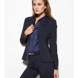 The Biz Corporates Womens Short Jacket with Reverse Lapel is a wool jacket made of 55% Polyester, 43% Wool, 2% Elastane. Available in 3 colours. Sizes 4-26.