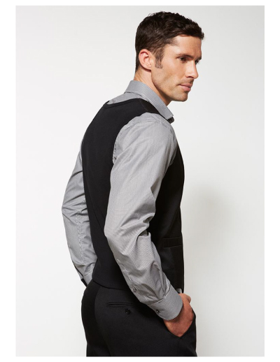 Biz-Corporates-Mens-Peaked-Vest-Knitted-Back-cool-stretch-90111-worn The Biz Corporates Mens Peaked Vest Knitted Back is a cool stretch jacket made of 92% Polyester 8% Bamboo Charcoal. Available in Blacks. Sizes 87R - 142R.