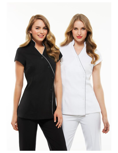 The Biz Collection Ladies Zen Crossover Tunic is a 97% polyester tunic.  In 4 colours.  6 - 20.  Great branded beauty or health uniforms.