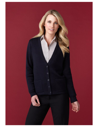 The Biz Collection Ladies Woolmix Cardigan ia a wool, acrylic, modern fit cardigan.   S - 2XL.  Great work uniforms from Biz Collection.