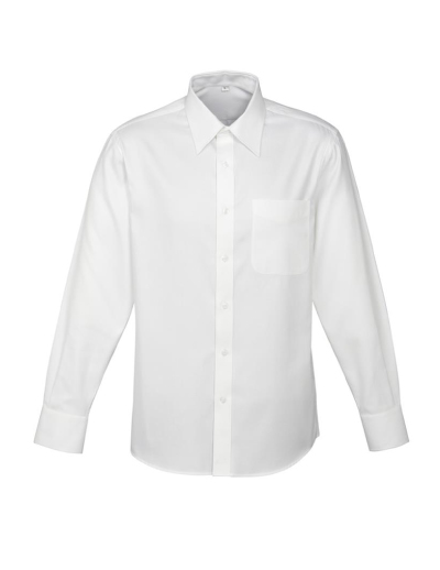 The Biz Collection Mens Luxe Long Sleeve Shirt is a 100% Cotton mini herringbone fabric.  Available in white & blue.  SizesS-5XL.  