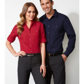 The Biz Collection Ladies Bondi Long Sleeve Shirt is 65% Polyester, 35% cotton. A semi-fitted shirt. Available in 4 colours. Sizes 6-24.
