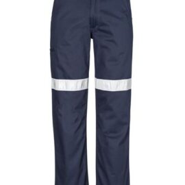 The Syzmik Mens Taped Utility Pant is a midweight cotton drill pant. Retroreflective tape. Navy or Black. Great workwear from Syzmik.