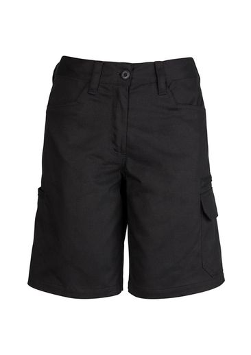 The Syzmik Womens Plain Utility Short is a 280gsm mid weight cotton drill short. Navy, Charcoal or Black. Great Womens workwear from Syzmik.