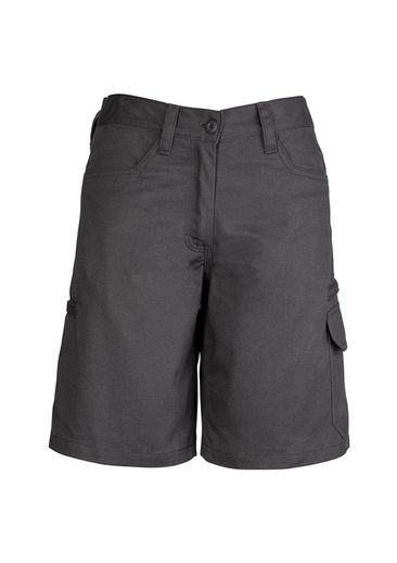 The Syzmik Womens Plain Utility Short is a 280gsm mid weight cotton drill short. Navy, Charcoal or Black. Great Womens workwear from Syzmik.