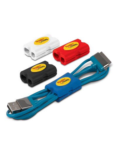 The Trends Collection Qwerky Cable Tidy is a soft touch silicon holder for keeping cables tidy & tangle free.  4 colours.  Great branded office promotional product.