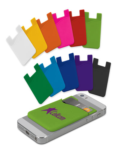 The Trends Collection Silicone Smart Wallet is a soft touch silicone wallet that sticks to back of phones. Available in 11 colours. Great branded promotional product.