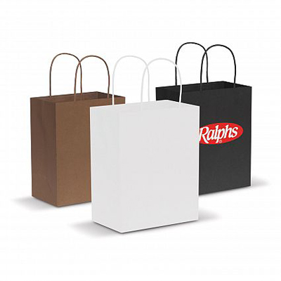 The Trends Medium Paper Carry Bag is made from tough 160gsm paper.  Available in Natural, White or Black.  Great branded promotional retail bag product.