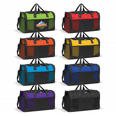 The Trends Collection Quest Duffle Bag is made from 600D polyester.  In 8 colours.  Multiple branding.  Great branded duffle bag for sports & sponsorship.
