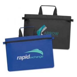 The Trends Expo Satchel is an affordable satchel with zip closure. 80gsm non woven. Black. Great promotional product for events & business.