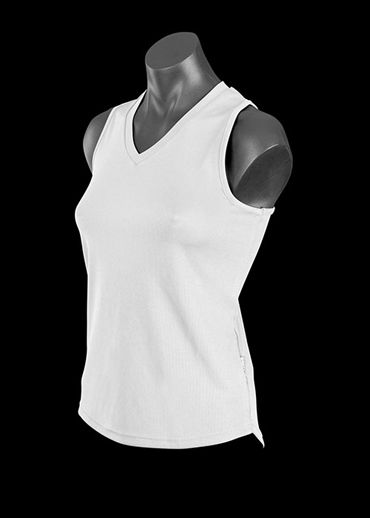 The Aussie Pacific Ladies Botany Singlet is made from 100% polyester moisture removal material.  In Black, White & Navy.  Great branded singlets & sportswear.