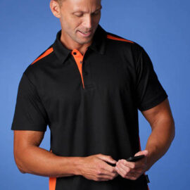 The Aussie Pacific Mens Paterson Polo Shirt is made from Driwear polyester & cotton moisture removal fabric. 19 colours. Great branded contrast polos & sportswear.