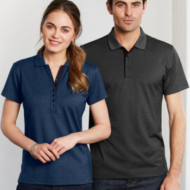 The Biz Collection Ladies Shadow Polo is a cotton rich polo shirt.  In Carbon Blue & Graphite Black.  Modern Fit.  Great branded polo shirts & uniforms.