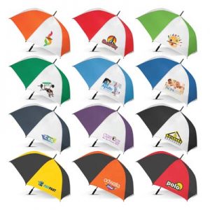 The Trends Hydra Sports Umbrella is a premium auto opening 76cm, 8 panel sports umbrella.  13 colours.  Great branded promotional umbrellas.