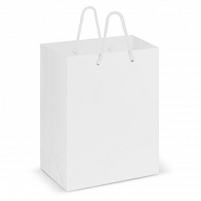 The Trends Collection Medium Laminated Bag is a high gloss carry bag.  Available in White & Black.  Great branded retails bags & promotional products.