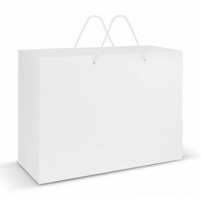 The Trends Collection XL Laminated Carry bag is extra large.  High gloss.  Great retail packaging promotional product.  Available in Black or White.  Screen Printed.