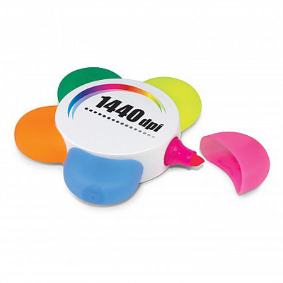 The Trends Collection Flower Highlighter is flower shaped.  With 5 highlighters.  Can be branded 2 ways on top.  Great office or promotional product.