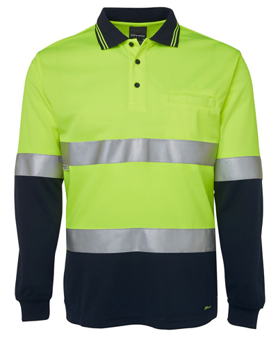 6HVSL JBs Hi Vis Long Sleeve Day & Night Traditional Polo Yellow