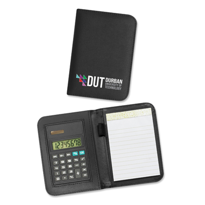 The Trends Collection Oxford Portfolio is complete with calculator and A6 size lined pad.  In Black.  Great branded portfolios, compendiums & promo products.