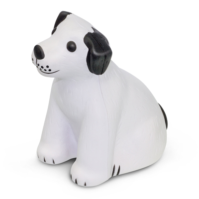 The Trends Collection Stress Dog is a dog shaped stress relieving toy.  In White/Black with one colour print.  Great branded anti stress toys & promo products.