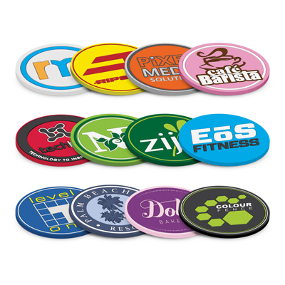 The Trends Collection PVC Coaster is a flexible coaster made from non slip, non marking pvc.  Custom made product.  Great branded coasters & promo products.