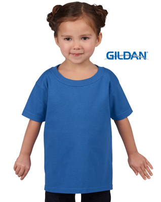 The Gildan Heavy Cotton Toddler T Shirt is a 50% cotton/50% polyester tee.  Sizes 2 - 6.  Great cost effective kids tees for printing and events.