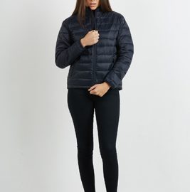 The Aurora Womens Ultralite Puffer Jacket used 100% recycled synthetic down.  Available in Black & Navy.  Sizes 10 - 16.  Great warm branded winter apparel.
