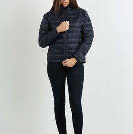 The Aurora Womens Ultralite Puffer Jacket used 100% recycled synthetic down.  Available in Black & Navy.  Sizes 10 - 16.  Great warm branded winter apparel.