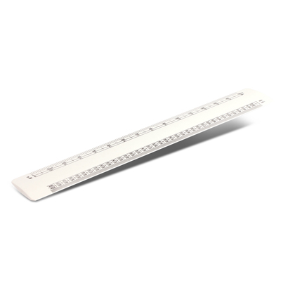 The TRENDS Scale Ruler is a plastic 30cm rule with 8 different scale rule measurements.  In white.  Branded with your logo.