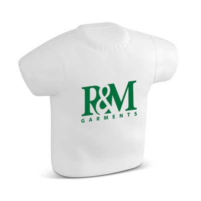 The TRENDS Stress T Shirt is a tee shaped squeezable stress reliever.  White.  Print 1 or full colour.  Great anti stress promo product option.