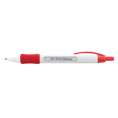 The TRENDS Atara Message Pen is a retractable plastic ball pen with white barrel. Multi message available. Great branded promo pens.