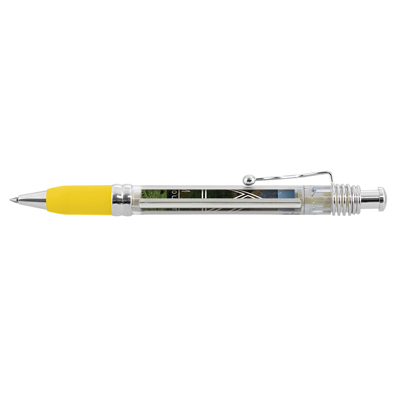 The TRENDS Pluto Banner Pen is a retractable plastic & metal pen with clear barrel. Pull out banner. 6 colours. Blue or Black Ink.